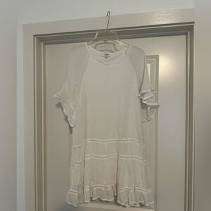 Umgee White Mini Dress with Ruffle Sleeves